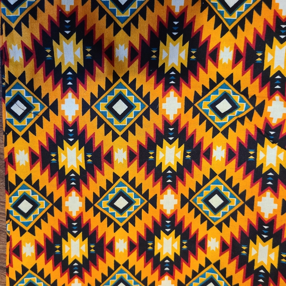 Vintage 70s Orange Southwestern Print Bell Bottom Pants M - Picture 3 of 3
